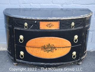 French Commode Three Drawer Chest with Hand Painted Floral Design.  Some damage to the paint. 50"L x 21"D x 29"T 