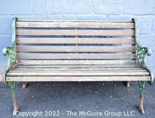 Outdoor Garden Park Bench with Cast Iron Sides.  