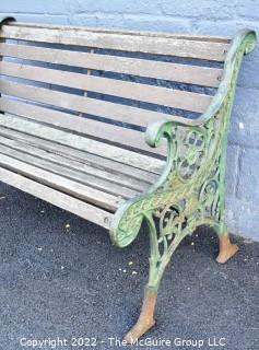 Outdoor Garden Park Bench with Cast Iron Sides.  