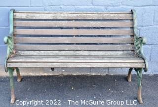 Outdoor Garden Park Bench with Cast Iron Sides.  