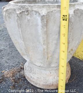 Heavy Vintage Cement Planter. 13" Tall.