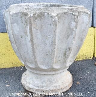 Heavy Vintage Cement Planter. 13" Tall.