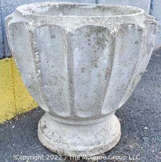 Heavy Vintage Cement Planter. 13" Tall.