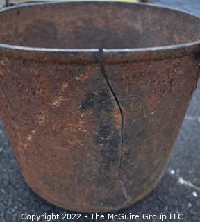 Four (4) Garden Planters Made of Ceramic, Cement, Porcelain and Cast Iron Pot (with cracks)