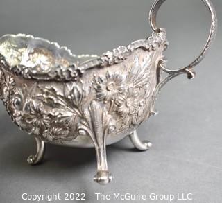 Antique Kirk & Son Sterling Silver Gravy Boat in Repousse Pattern. 360 grams