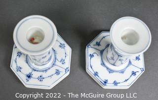 Pair of Royal Copenhagen Porcelain Candlesticks