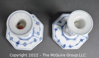 Pair of Royal Copenhagen Porcelain Candlesticks