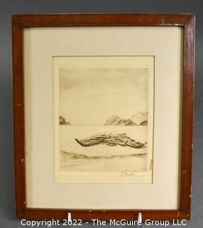 Framed Etching by Willy Seilor, German. Signed