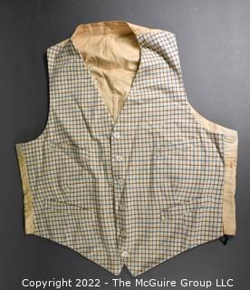 Tattersall Wool Vest with Naval Academy Provenance, as evidenced on verso.  