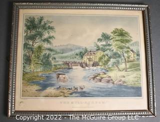 Framed Under Glass Sketch of the Carriages of the Liverpool and Manchester Railroad; Currier and Ives Framed Print of Mill St. 