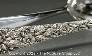 Antique Kirk & Son Sterling Silver Pierced Salad Tongs in Repousse Pattern.  232 grams