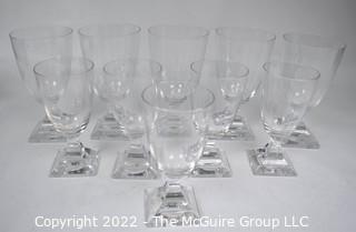 Collection of clear crystal stemware with square bases