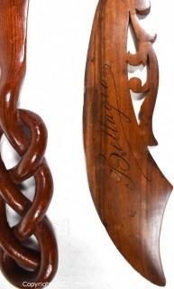 Four (4) Antique Carved Wood Letter Openers.