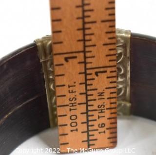 Hinged Bangle Cuff Bracelet Made of Ebony with Tigers Eye Center and