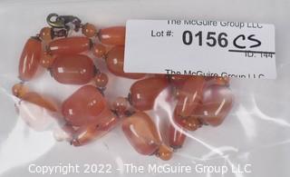 Carnelian Stone Bead Necklace.  20".