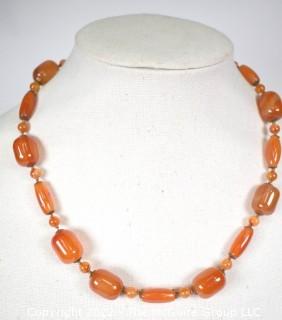 Carnelian Stone Bead Necklace.  20".