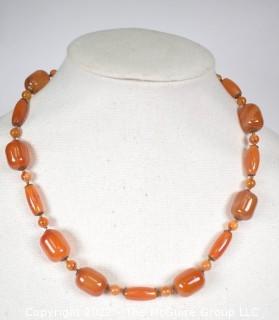 Carnelian Stone Bead Necklace.  20".