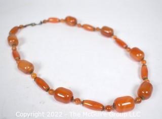 Carnelian Stone Bead Necklace.  20".