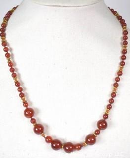 Carnelian Bead Necklace.  22".