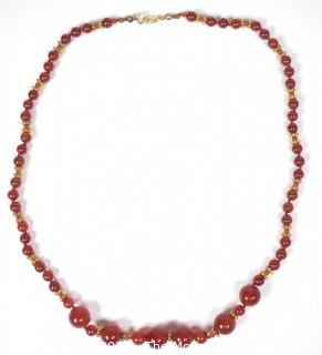 Carnelian Bead Necklace.  22".