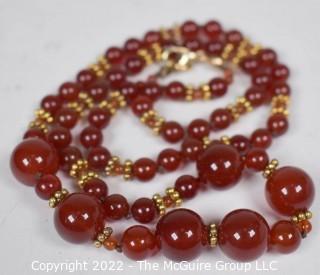 Carnelian Bead Necklace.  22".