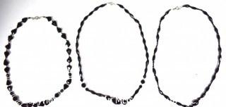 Three (3) Faceted Black Glass Bead Necklaces.  