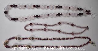 Three (3) Garnet Bead Necklaces. 