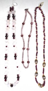 Three (3) Garnet Bead Necklaces. 