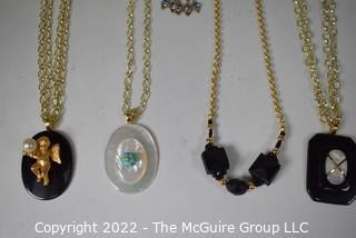 Group of Gold Tone Necklace with Pendants.