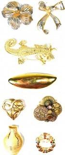 Group of Costume Jewelry Brooches. 