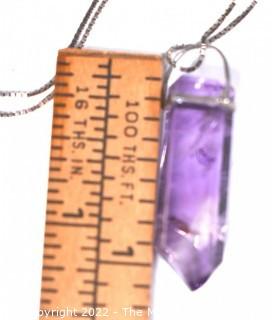 Natural Amethyst Crystal Pendant on Sterling Silver Box Chain. 