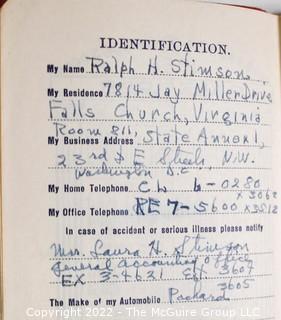 Personal Appointment Diaries of Ralph H. Stimson. 12 years 