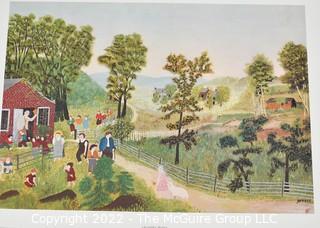 A Portfolio of (8) 15 x 17" Colored Prints of Paintings by Grandma Moses. Published by Art in America with Presentation Box