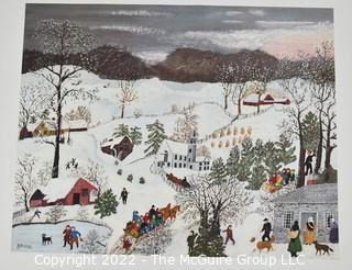 A Portfolio of (8) 15 x 17" Colored Prints of Paintings by Grandma Moses. Published by Art in America with Presentation Box