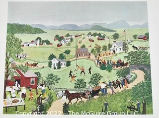 A Portfolio of (8) 15 x 17" Colored Prints of Paintings by Grandma Moses. Published by Art in America with Presentation Box