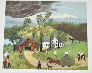 A Portfolio of (8) 15 x 17" Colored Prints of Paintings by Grandma Moses. Published by Art in America with Presentation Box