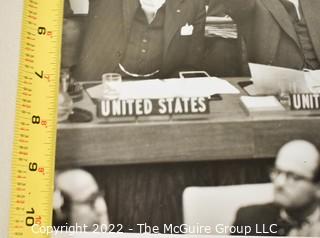 Arthur Rickerby 10 x 14" B&W Dry Mount Photo of Dean Acheson Voting at the United Nations