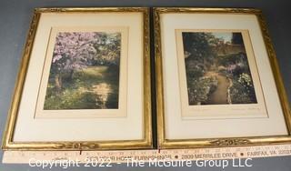 Pair of Wallace Nutting hand colored prints.  Framed under Glass