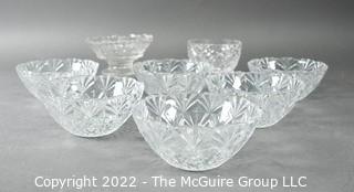 Set of Eight (8) Small Crystal Serving Bowls.  One Marked Tyrone. 4" in Diameter.