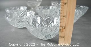 Set of Eight (8) Small Crystal Serving Bowls.  One Marked Tyrone. 4" in Diameter.