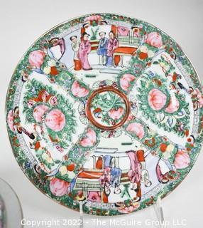 Three (3) Asian Hand Painted Porcelain Serving and Dinnerware in Rose Medallion Pattern with Chopmarks.  