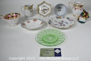 Collection of Porcelain Items Including Royal Doulton Balloon Seller Figurine, Washington DC Souvenir, Vaseline Glass Plate, Etc.