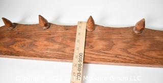 Primitive Hand-Made Wooden Wall Mount Coat Rack. 40" long.