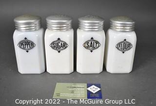 Set of Four (4) Vintage Milk Glass Shakers. 