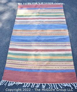 Striped Woven Throw Rug.  35" x 62".