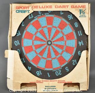 English Made Sportcraft 1.5" Thick Dart Board in Original Box.  No darts.  