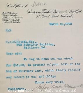 Collection of ephemera including letter to Ralph H. Stimson.