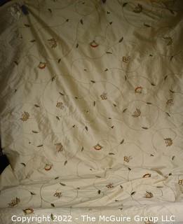 Bolt of Cream Embroidered Silk Damask Decorative Fabric.  6 Yards, 28" wide.