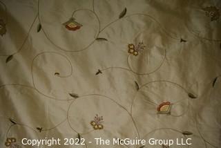 Bolt of Cream Embroidered Silk Damask Decorative Fabric.  6 Yards, 28" wide.