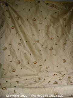 Bolt of Cream Embroidered Silk Damask Decorative Fabric.  6 Yards, 28" wide.